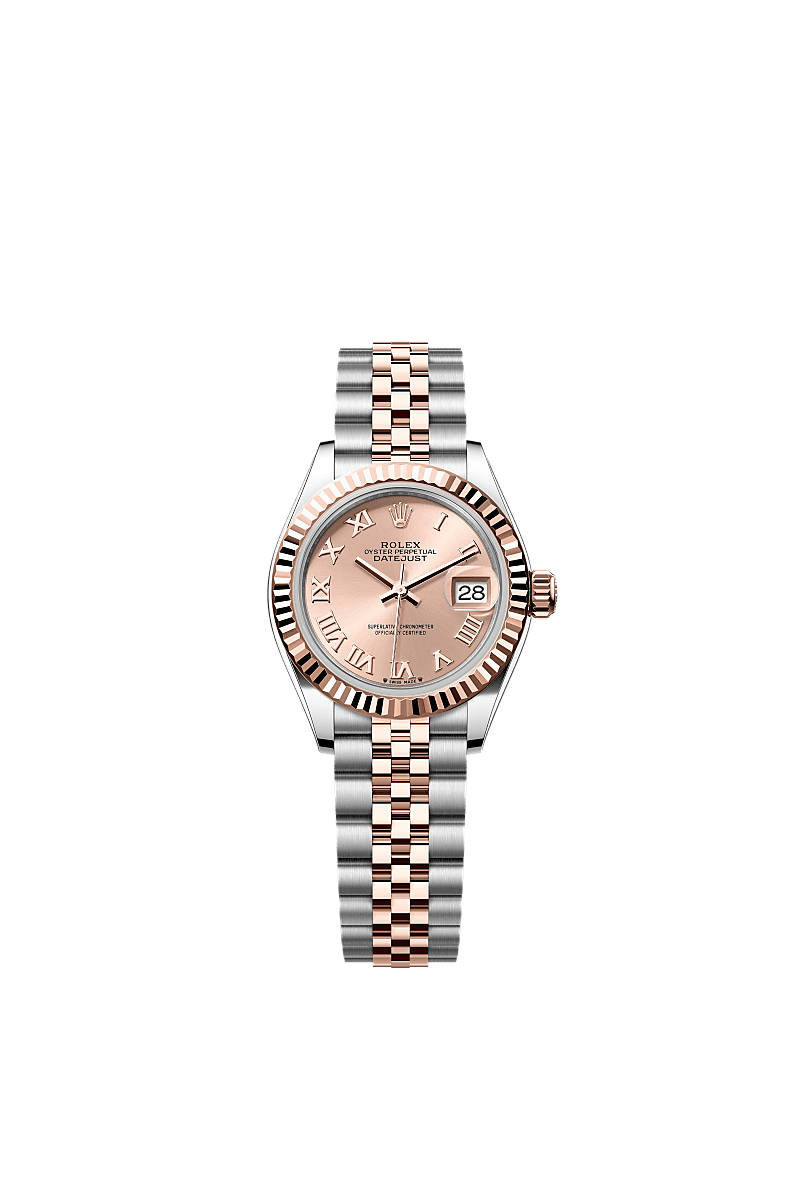 Rolex Lady-Datejust 28 Stainless Steel / Rose Gold / Fluted / Rose - Roman / Oyster — Ref. 279171