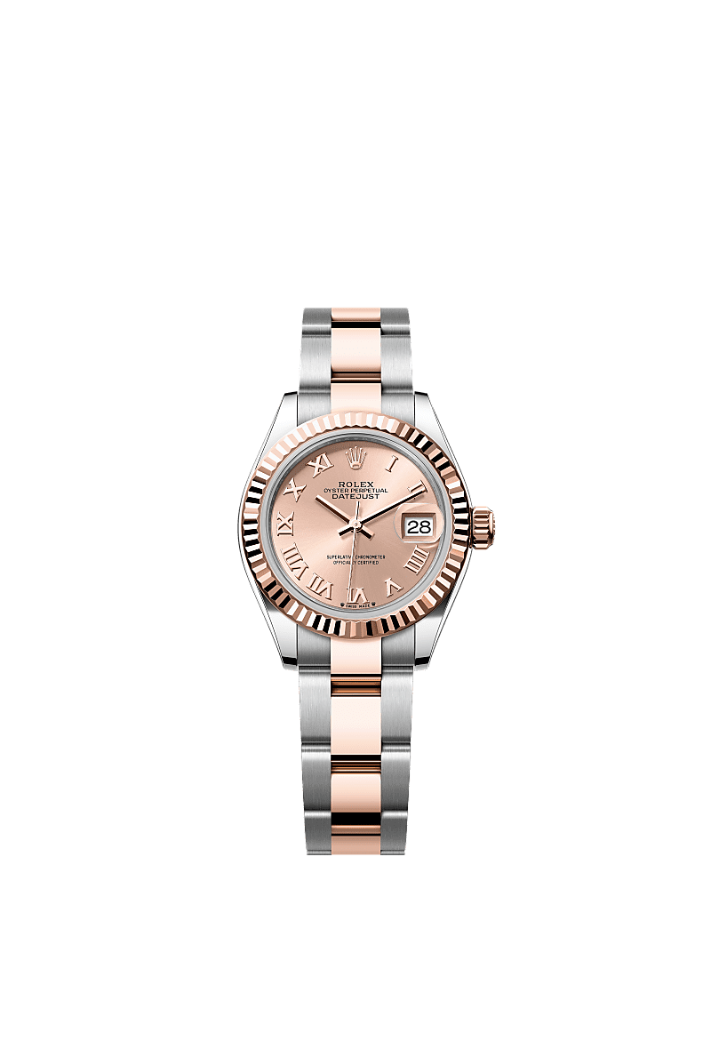 Rolex Lady-Datejust 28 Stainless Steel / Rose Gold /Fluted / Rose - Roman / Oyster — Ref. 279171
