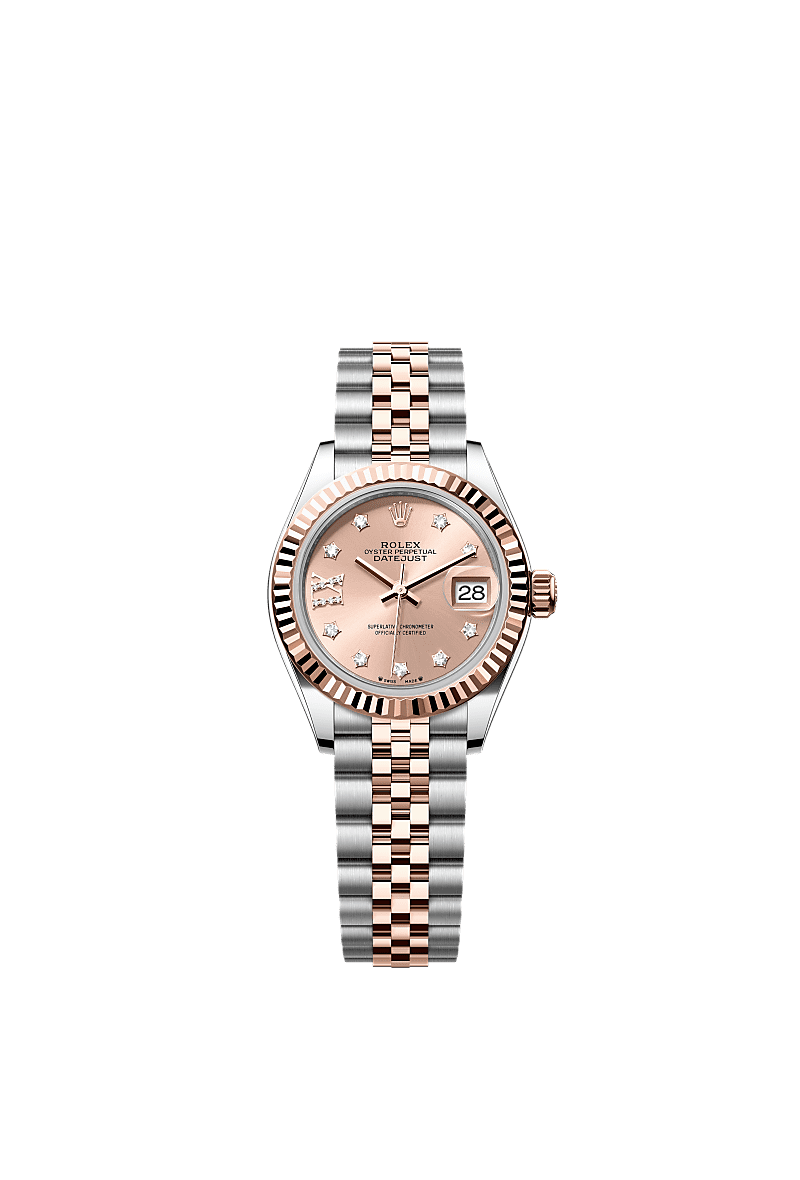 Rolex Lady-Datejust 28 Stainless Steel / Rose Gold / Fluted / Rose - Diamond / Jubilee — Ref. 279171
