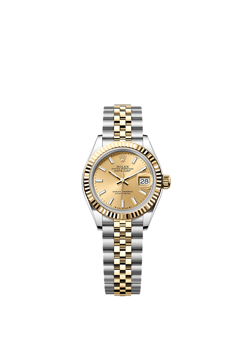 Rolex Lady-Datejust 28 Rolesor Yellow Fluted / Jubilee / Champagne — Ref. 279173