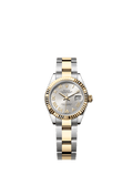 Rolex Lady-Datejust 28 Rolesor Yellow Fluted / Oyster / Silver Roman — Ref. 279173