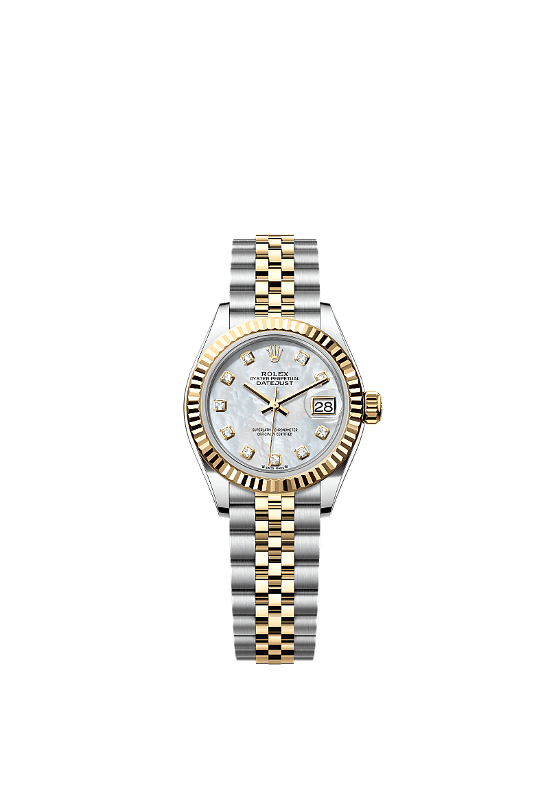 Rolex Lady-Datejust 28 Rolesor Yellow Fluted / Jubilee / MOP — Ref. 279173