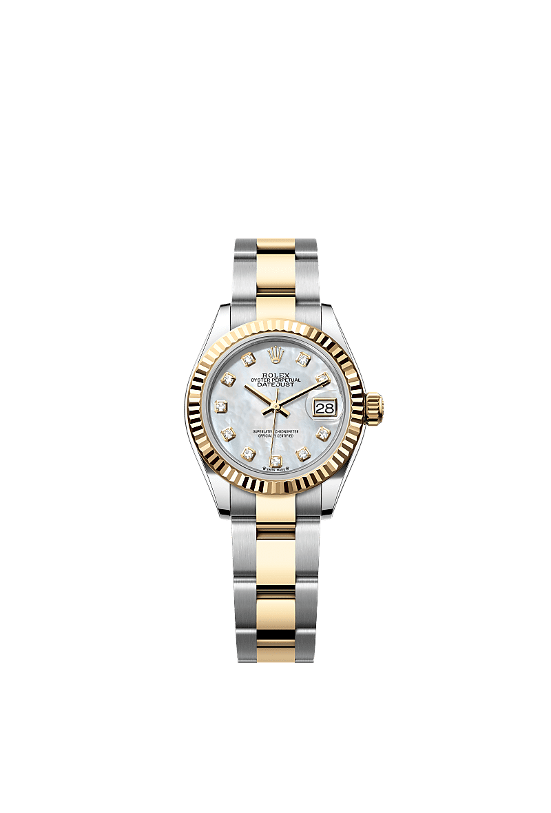Rolex Lady-Datejust 28 Rolesor Yellow Fluted / Oyster / MOP — Ref. 279173