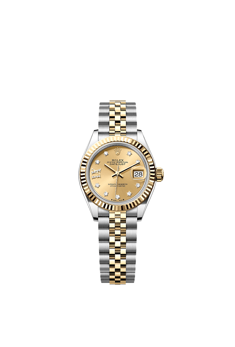 Rolex Lady-Datejust 28 Rolesor Yellow Fluted / Jubilee / Champagne Diamond — Ref. 279173
