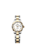 Rolex Lady-Datejust 28 Rolesor Yellow Fluted / Oyster / White Roman — Ref. 279173