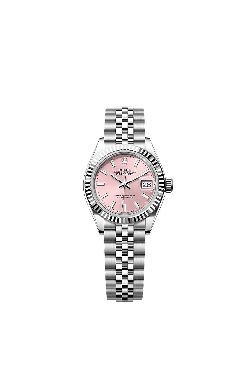 Rolex Lady-Datejust 28 Stainless Steel Fluted / Pink / Jubilee — Ref. 279174