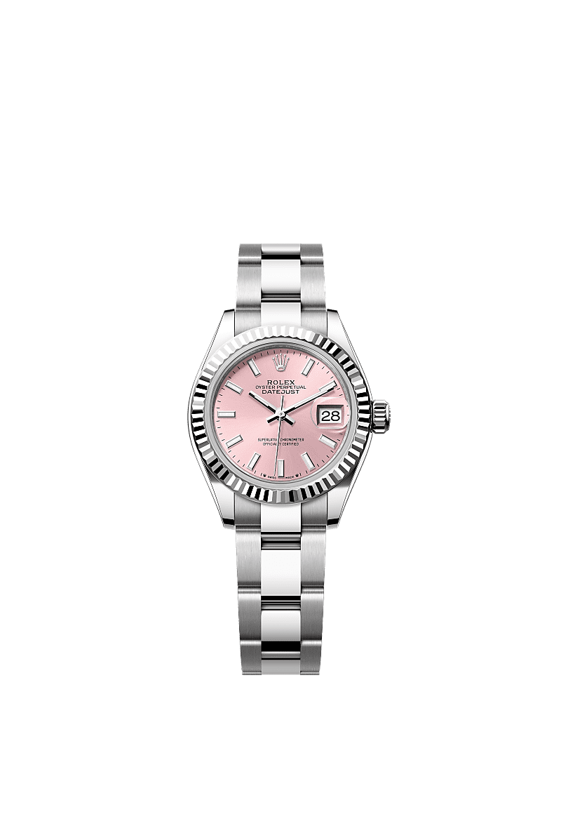 Rolex Lady-Datejust 28 Stainless Steel Fluted / Pink / Oyster — Ref. 279174