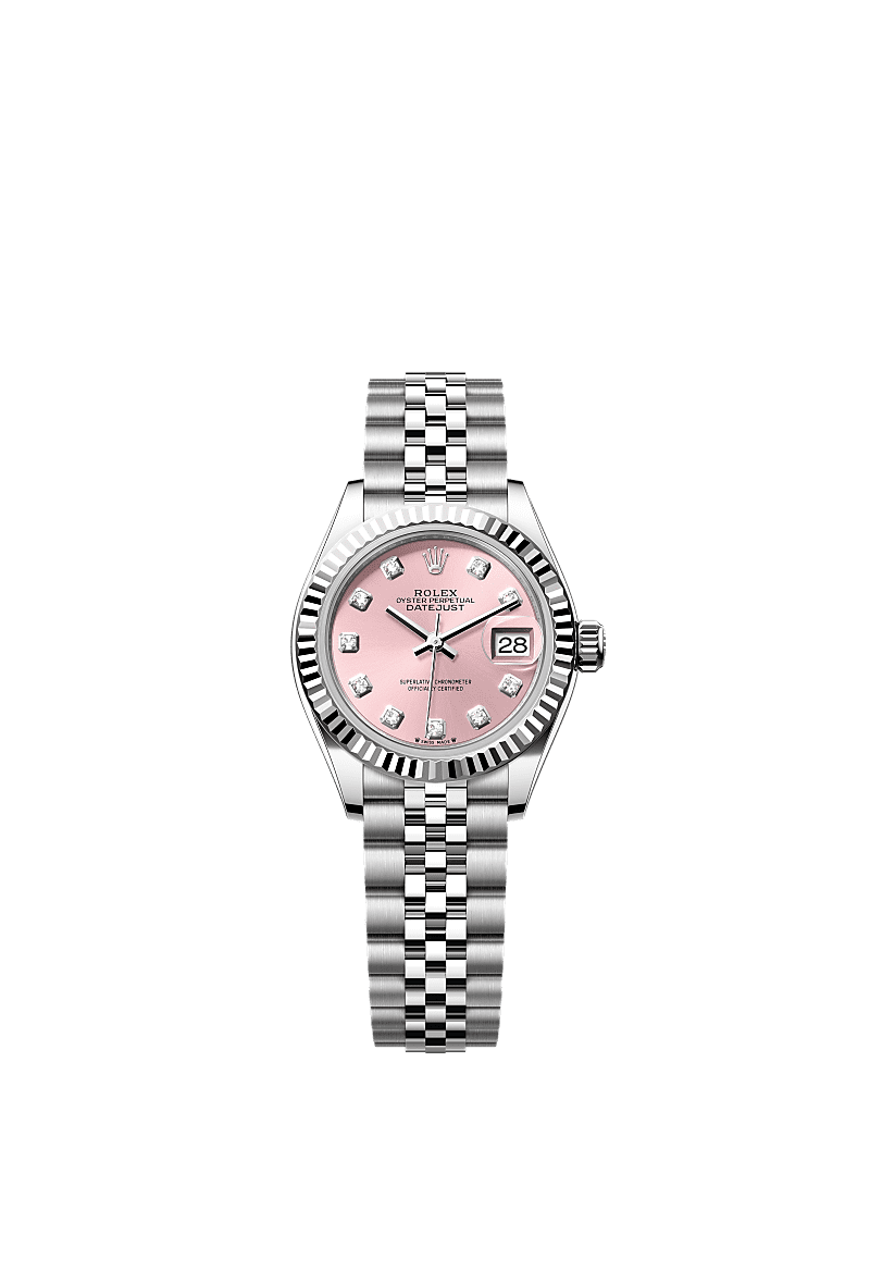 Rolex Lady-Datejust 28 Stainless Steel Fluted / Pink - Diamond / Jubilee — Ref. 279174