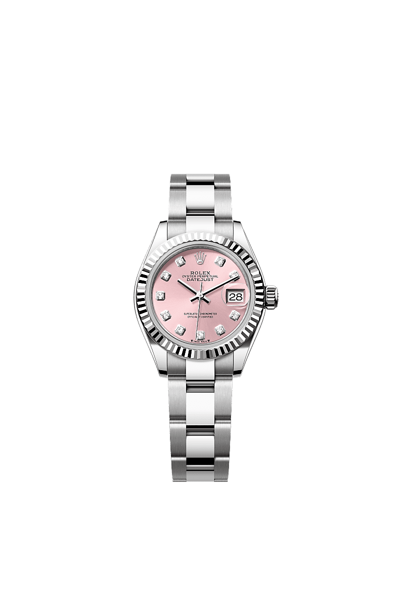 Rolex Lady-Datejust 28 Stainless Steel Fluted / Pink - Diamond / Oyster — Ref. 279174
