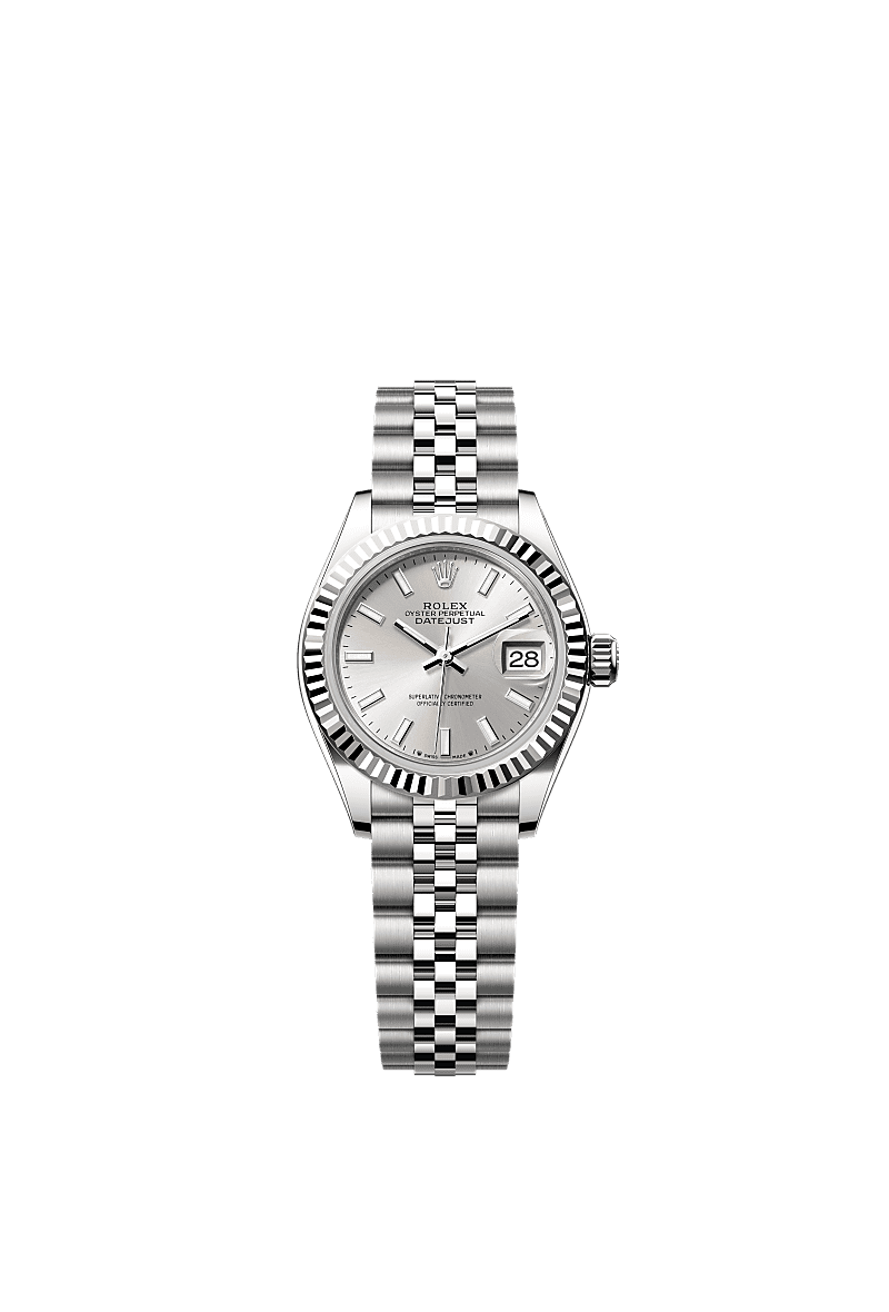 Rolex Lady-Datejust 28 Stainless Steel Fluted / Silver / Jubilee — Ref. 279174