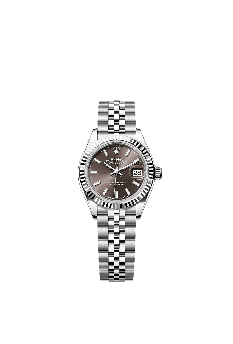Rolex Lady-Datejust 28 Stainless Steel Fluted / Grey / Jubilee — Ref. 279174