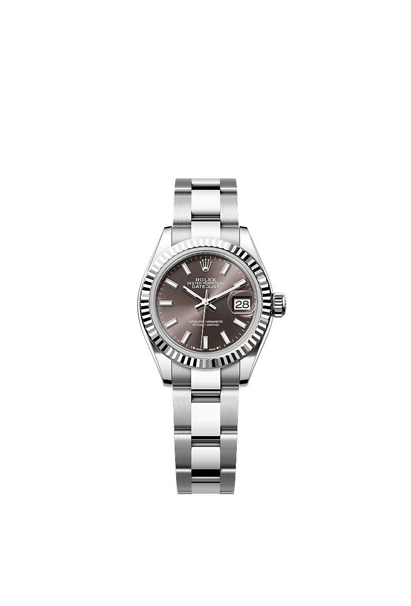 Rolex Lady-Datejust 28 Stainless Steel Fluted / Grey / Oyster — Ref. 279174