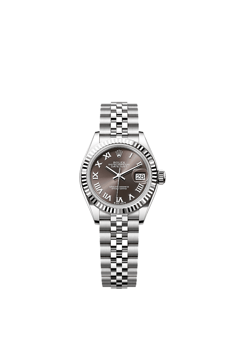 Rolex Lady-Datejust 28 Stainless Steel Fluted / Grey - Roman / Jubilee — Ref. 279174
