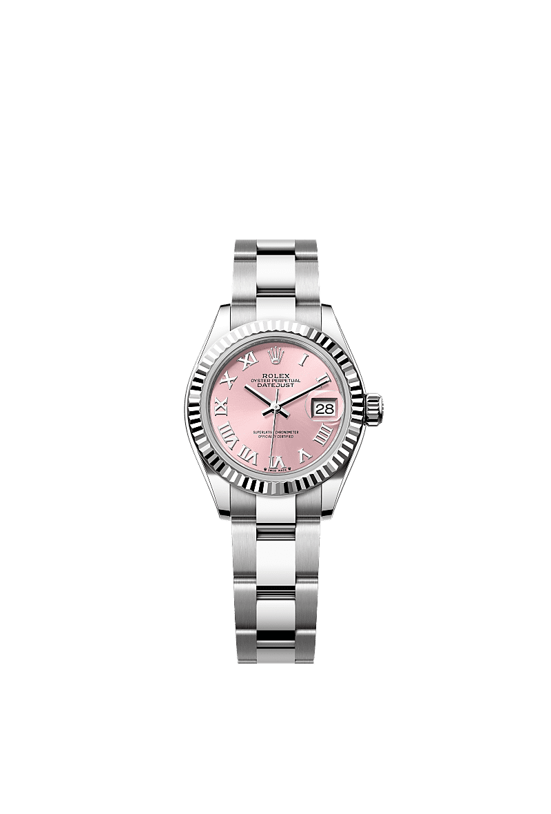 Rolex Lady-Datejust 28 Stainless Steel Fluted / Pink - Roman / Oyster — Ref. 279174