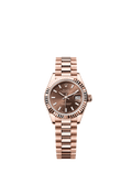 Rolex Lady-Datejust 28 Everose Fluted / President / Chocolate — Ref. 279175