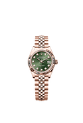 Rolex Lady-Datejust 28 Everose Fluted/ Jubilee / Olive Green Diamond — Ref. 279175