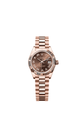 Rolex Lady-Datejust 28 Everose Fluted / President / Chocolate Roman — Ref. 279175