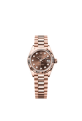 Rolex Lady-Datejust 28 Everose Fluted / President / Chocolate Diamond — Ref. 279175