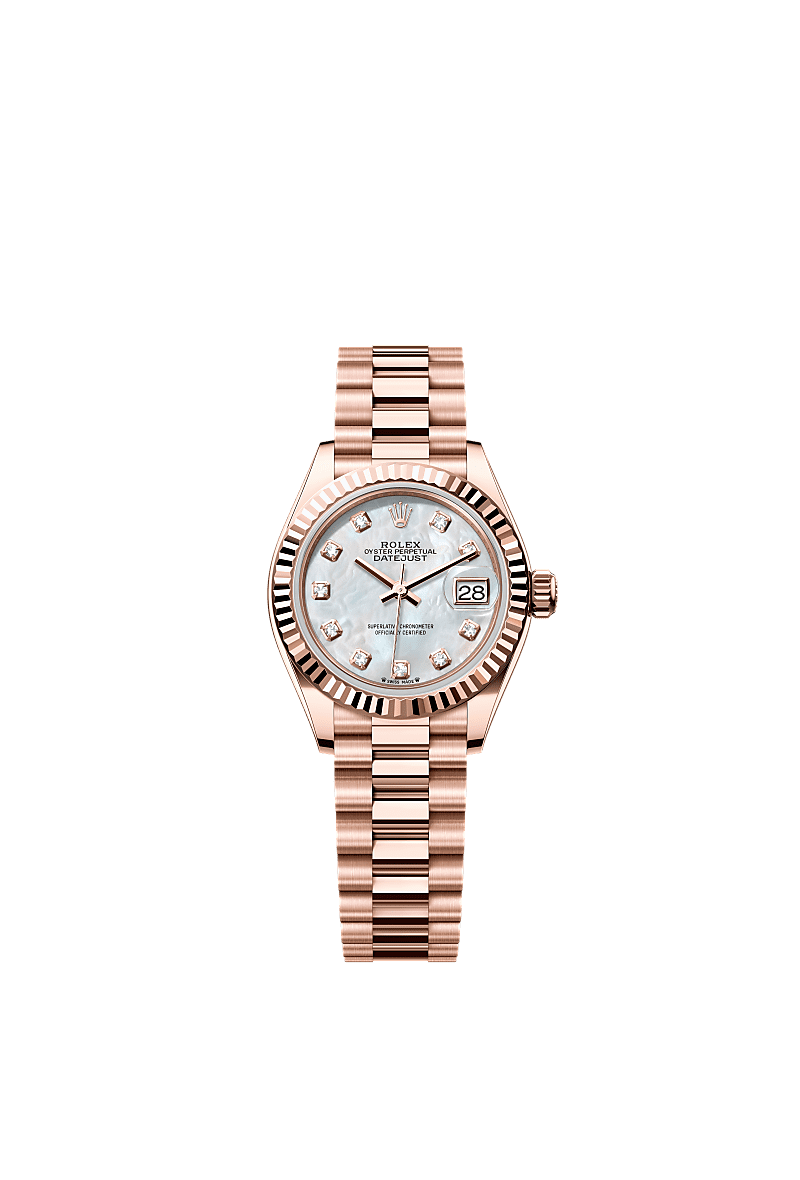 Rolex Lady-Datejust 28 Everose Fluted / President / MOP — Ref. 279175