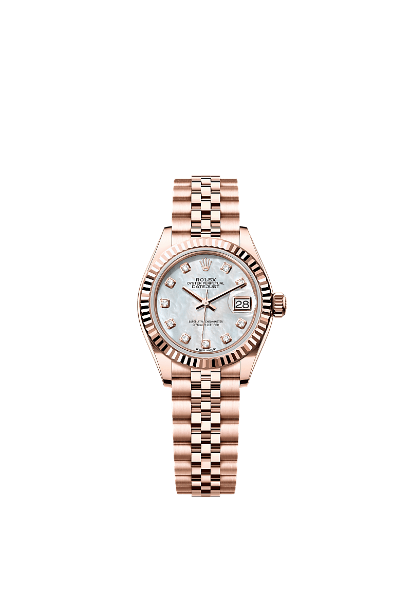 Rolex Lady-Datejust 28 Everose Fluted / Jubilee / MOP — Ref. 279175