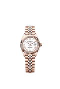 Rolex Lady-Datejust 28 Everose Fluted / Jubilee / White Roman — Ref. 279175