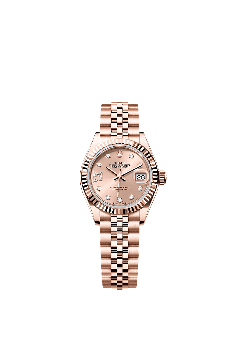 Rolex Lady-Datejust 28 Rose Gold / Fluted / Rose - Diamond / Jubilee — Ref. 279175