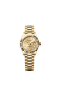 Rolex Lady-Datejust 28 Yellow Gold Fluted / President / Champagne — Ref. 279178