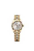 Rolex Lady-Datejust 28 Yellow Gold Fluted / President / Silver Diamond — Ref. 279178