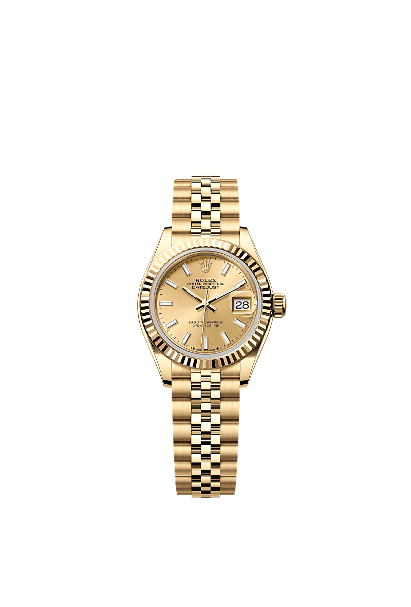 Rolex Lady-Datejust 28 Yellow Gold Fluted / Jubilee / Champagne — Ref. 279178