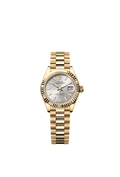 Rolex Lady-Datejust 28 Yellow Gold Fluted / President / Silver — Ref. 279178