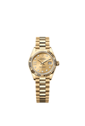 Rolex Lady-Datejust 28 Yellow Gold Fluted / President / Champagne Diamond — Ref. 279178