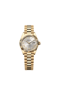 Rolex Lady-Datejust 28 Yellow Gold Fluted / President / Silver Roman — Ref. 279178