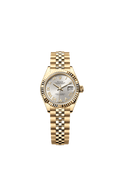 Rolex Lady-Datejust 28 Yellow Gold Fluted / Jubilee / Silver Roman — Ref. 279178