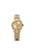 Rolex Lady-Datejust 28 Yellow Gold Fluted / President / Champagne Roman — Ref. 279178