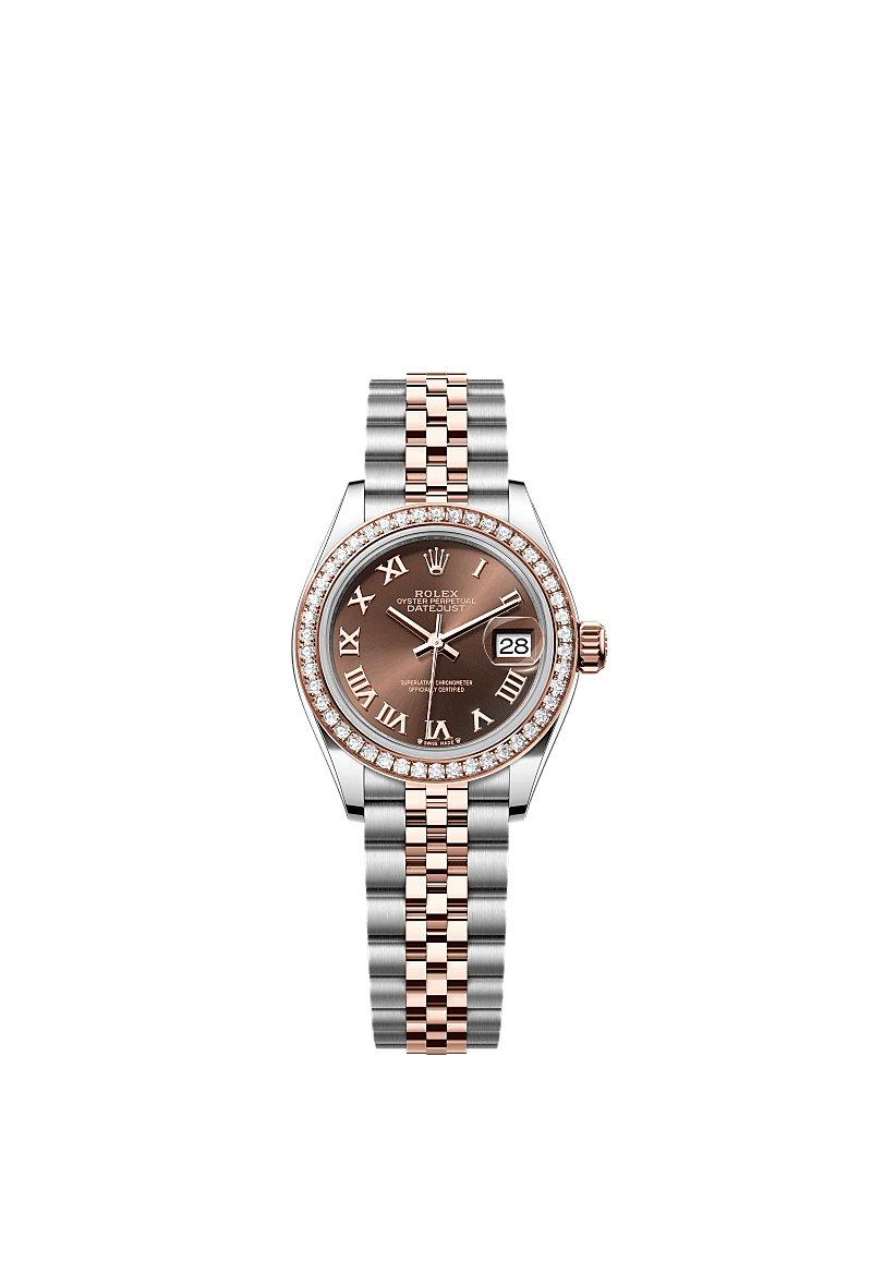 Rolex - Lady-Datejust 28 Rolesor Rose Diamond / Jubilee / Chocolate Roman — Ref. 279381RBR