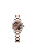 Rolex - Lady-Datejust 28 Rolesor Rose Diamond / Oyster / Chocolate Roman — Ref. 279381RBR
