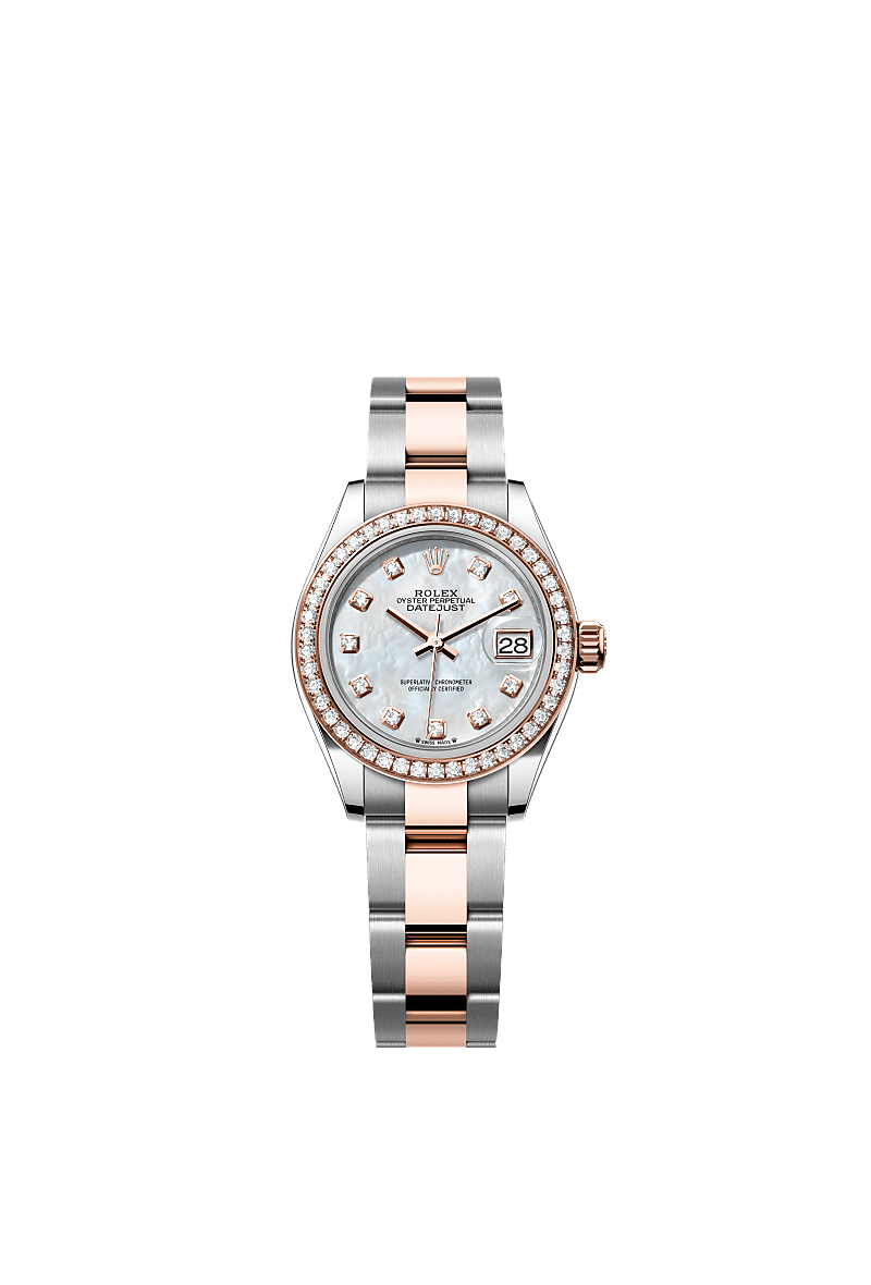 Rolex - Lady-Datejust 28 Rolesor Everose Diamond / Oyster / MOP — Ref. 279381RBR