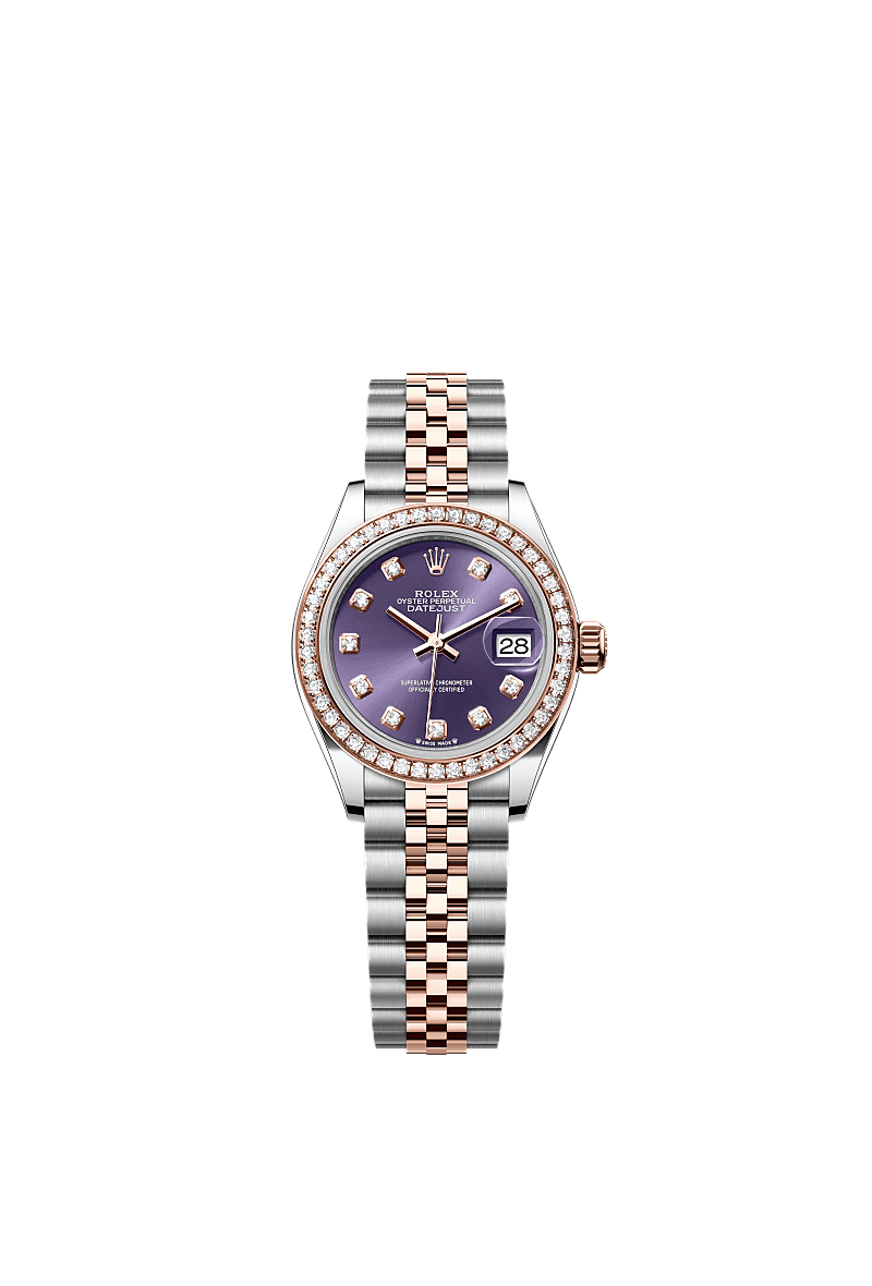 Rolex - Lady-Datejust 28 Rolesor Rose Diamond / Jubilee / Aubergine Diamond — Ref. 279381RBR
