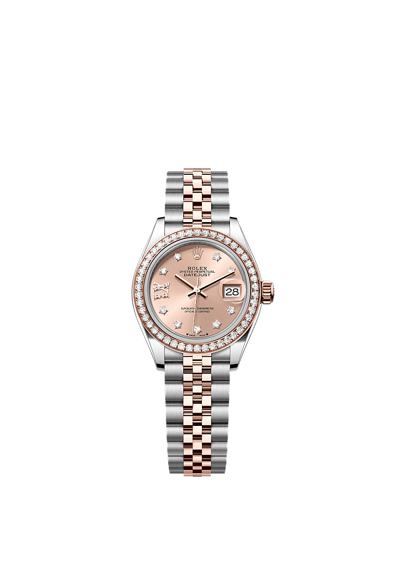 Rolex Lady-Datejust 28 Stainless Steel / Rose Gold /Diamond / Rose - Diamond / Jubilee — Ref. 279381RBR