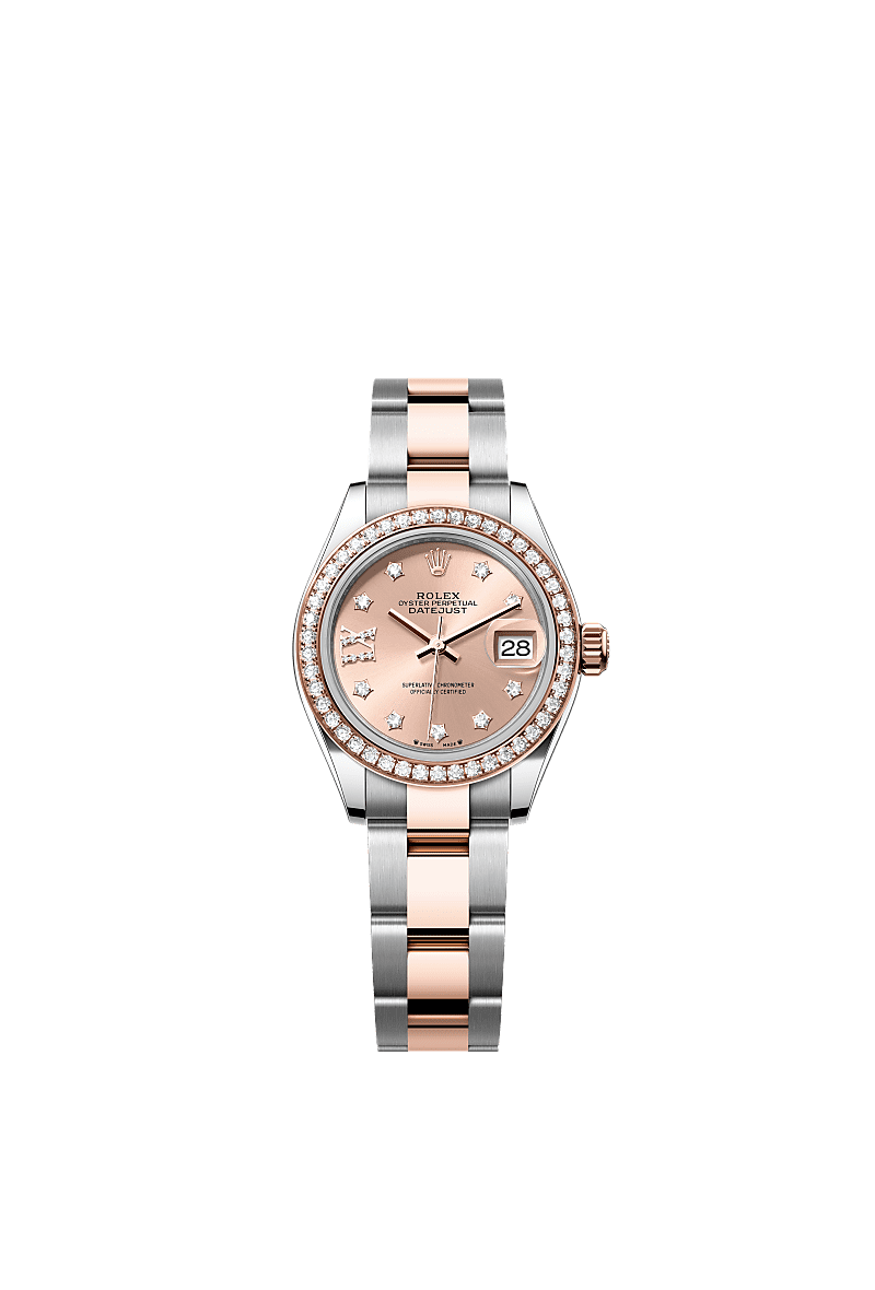 Rolex Lady-Datejust 28 Stainless Steel / Rose Gold /Diamond / Rose - Diamond / Oyster — Ref. 279381RBR