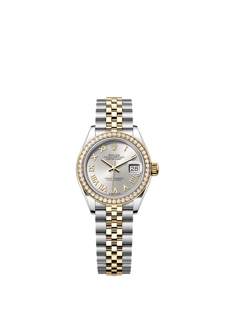 Rolex - Lady-Datejust 28 Rolesor Yellow Diamond / Jubilee / Silver Roman — Ref. 279383RBR