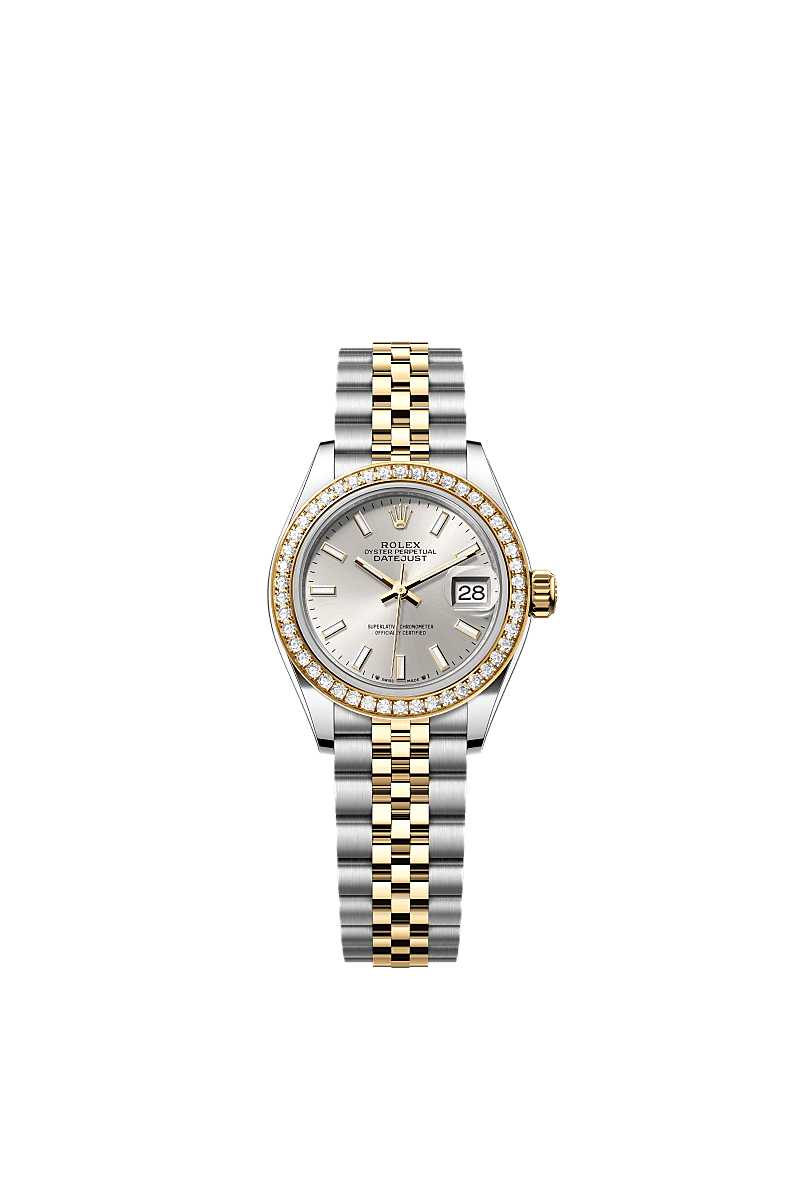 Rolex - Lady-Datejust 28 Rolesor Yellow Diamond / Jubilee / Silver — Ref. 279383RBR