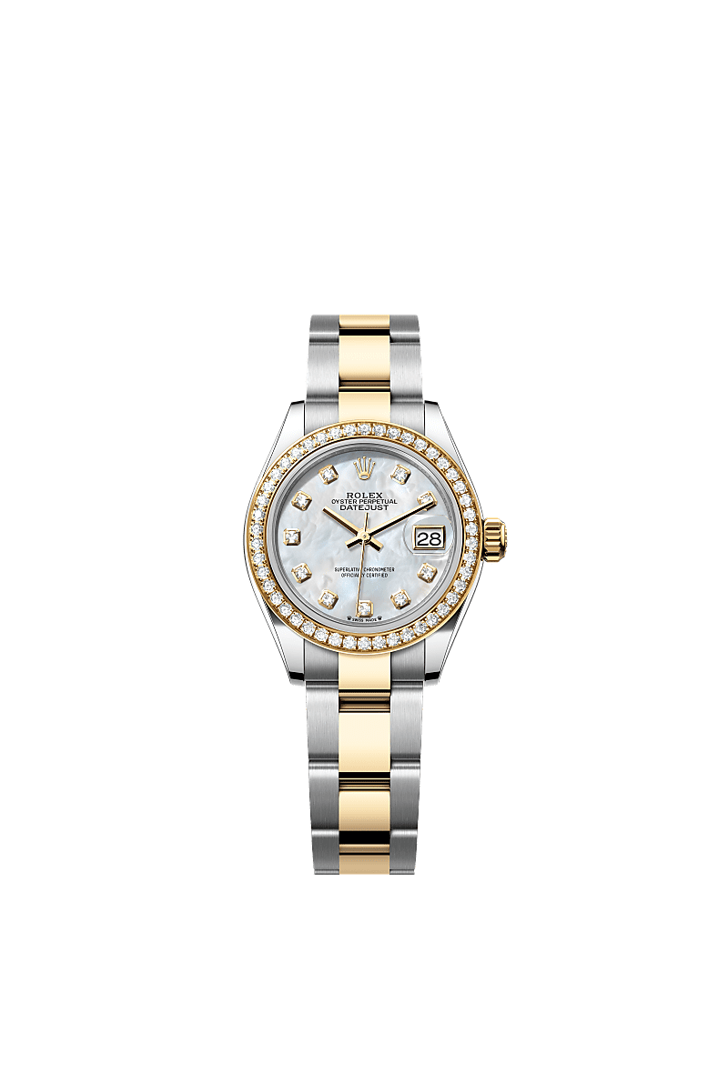 Rolex - Lady-Datejust 28 Rolesor Yellow Diamond / Oyster / MOP — Ref. 279383RBR