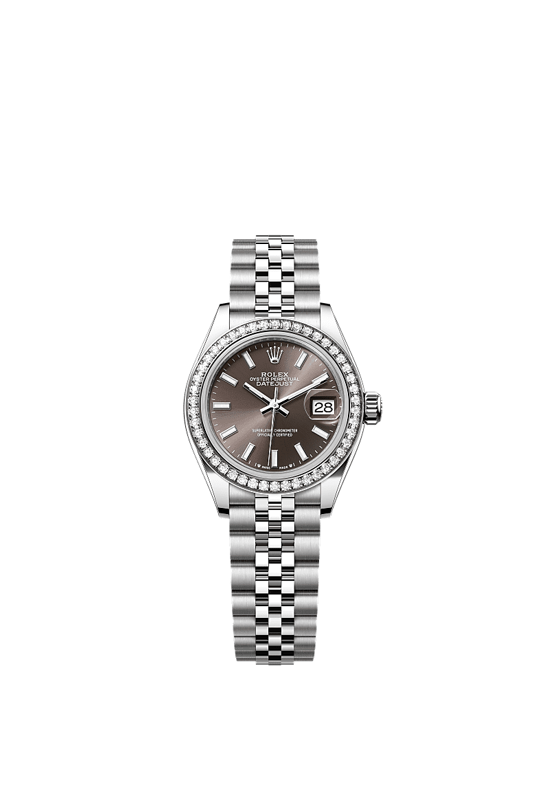 Rolex - Lady-Datejust 28 Stainless Steel / Diamond / Grey / Jubilee — Ref. 279384RBR