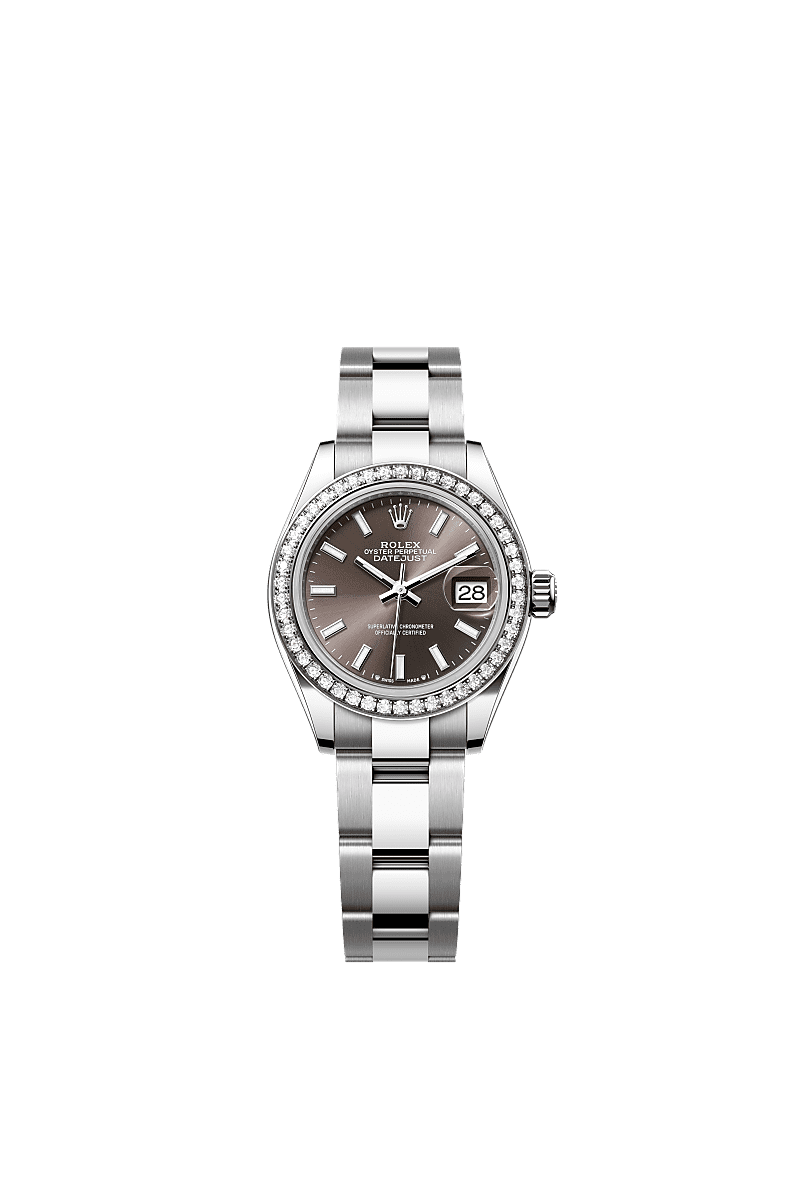 Rolex - Lady-Datejust 28 Stainless Steel / Diamond / Grey / Oyster — Ref. 279384RBR