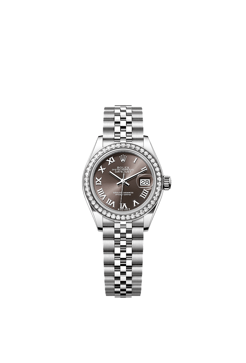 Rolex - Lady-Datejust 28 Stainless Steel / Diamond / Grey - Roman / Jubilee — Ref. 279384RBR
