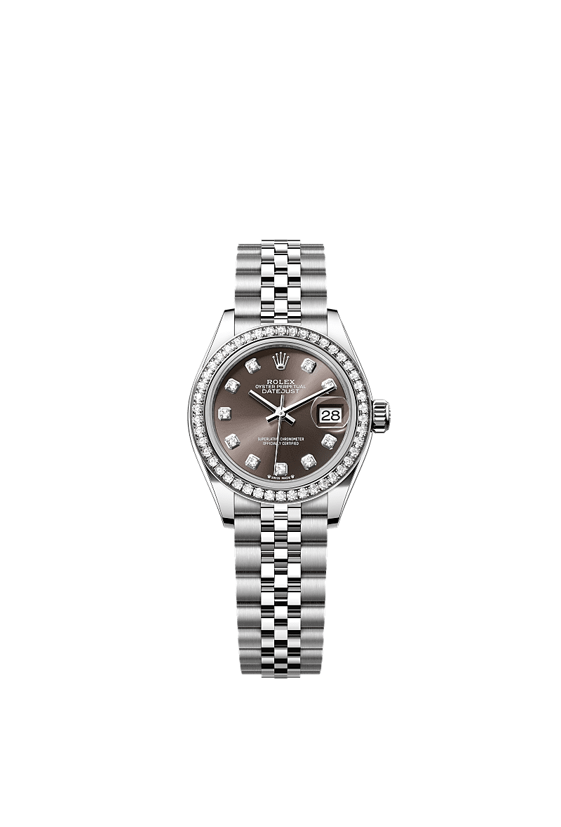 Rolex - Lady-Datejust 28 Stainless Steel / Diamond / Grey - Diamond / Jubilee — Ref. 279384RBR