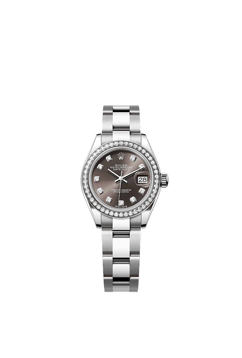 Rolex - Lady-Datejust 28 Stainless Steel / Diamond / Grey - Diamond / Oyster — Ref. 279384RBR
