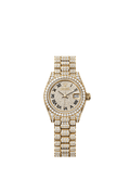 Rolex Lady-Datejust 28 Yellow Gold / Diamond / Paved - Roman / President — Ref. 279458RBR
