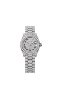 Rolex Lady-Datejust 28 White Gold / Diamond / Paved - Roman / President — Ref. 279459RBR
